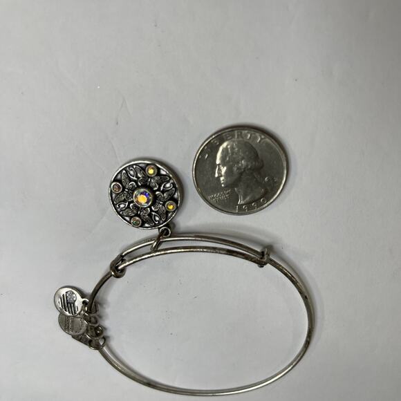 Alex & Ani burnished gray silver tone bracelet WINGS OF CHANGE bangle - Picture 4 of 9